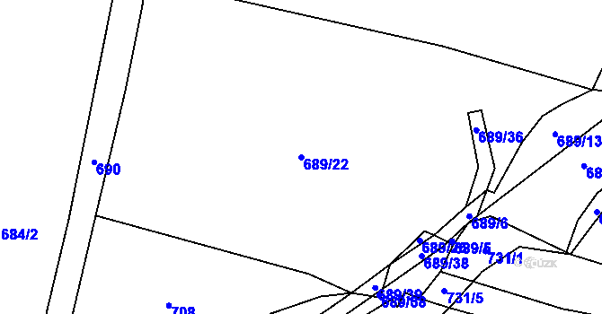 Parcela st. 689/22 v KÚ Probulov, Katastrální mapa