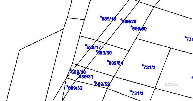 Parcela st. 689/30 v KÚ Probulov, Katastrální mapa