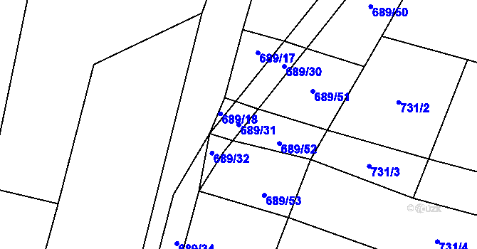 Parcela st. 689/31 v KÚ Probulov, Katastrální mapa