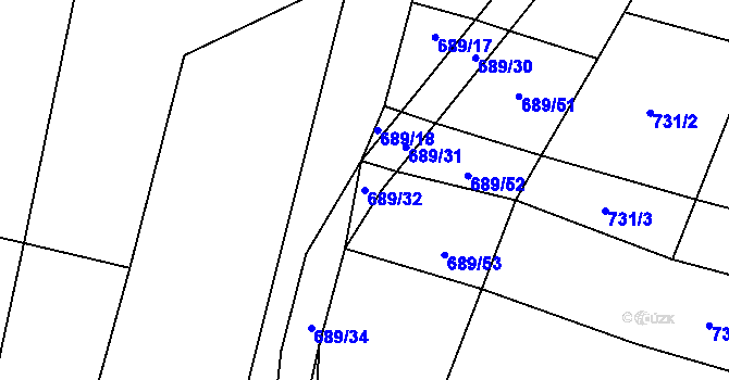 Parcela st. 689/32 v KÚ Probulov, Katastrální mapa
