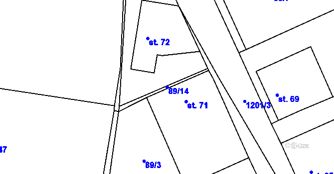 Parcela st. 89/14 v KÚ Probulov, Katastrální mapa