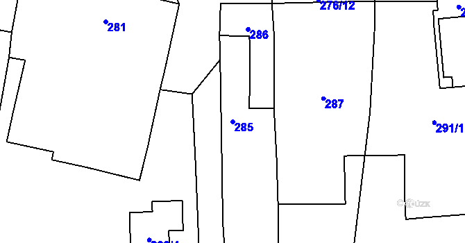 Parcela st. 285 v KÚ Králova Lhota u Českého Meziříčí, Katastrální mapa
