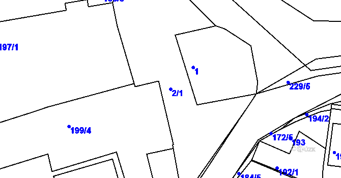Parcela st. 2/1 v KÚ Královice, Katastrální mapa