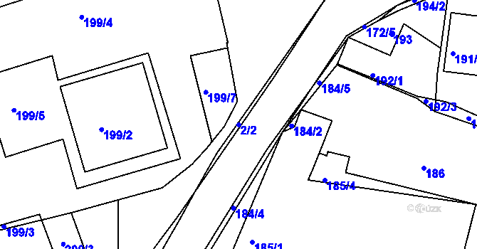 Parcela st. 2/2 v KÚ Královice, Katastrální mapa