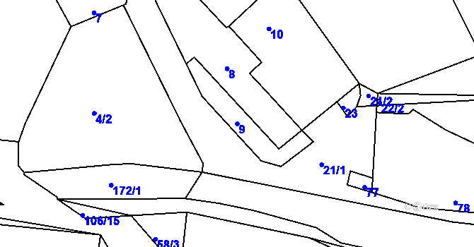 Parcela st. 9 v KÚ Královice, Katastrální mapa