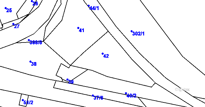 Parcela st. 42 v KÚ Královice, Katastrální mapa