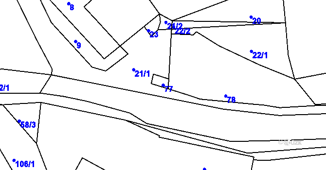 Parcela st. 77 v KÚ Královice, Katastrální mapa