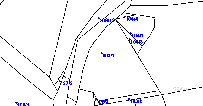 Parcela st. 103/1 v KÚ Královice, Katastrální mapa