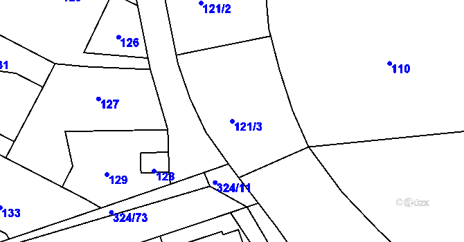 Parcela st. 121/3 v KÚ Královice, Katastrální mapa