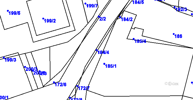 Parcela st. 184/4 v KÚ Královice, Katastrální mapa
