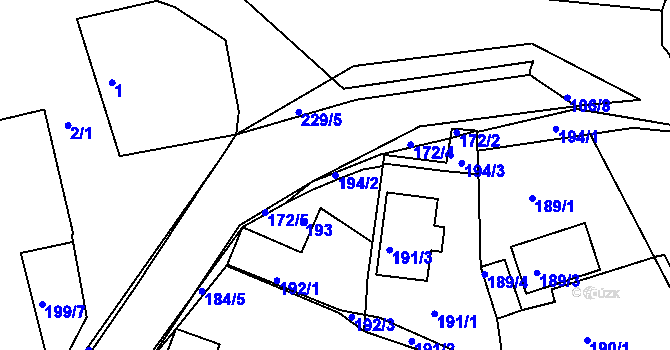 Parcela st. 194/2 v KÚ Královice, Katastrální mapa