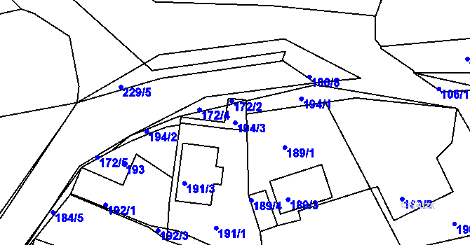 Parcela st. 194/3 v KÚ Královice, Katastrální mapa