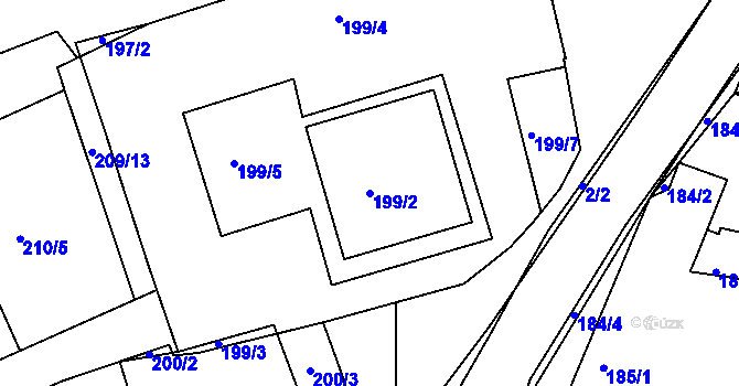 Parcela st. 199/2 v KÚ Královice, Katastrální mapa
