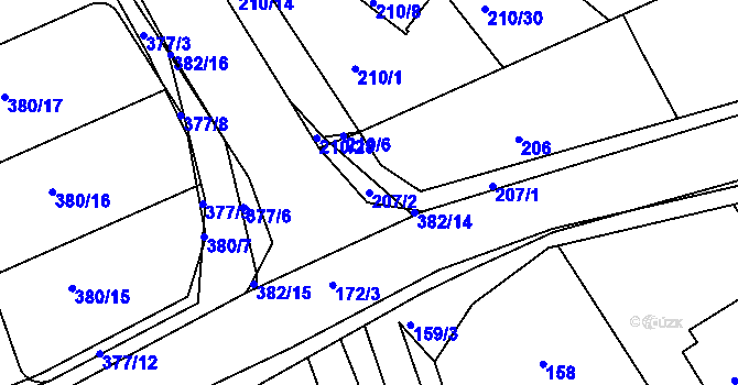 Parcela st. 207/2 v KÚ Královice, Katastrální mapa
