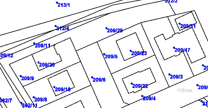Parcela st. 209/5 v KÚ Královice, Katastrální mapa