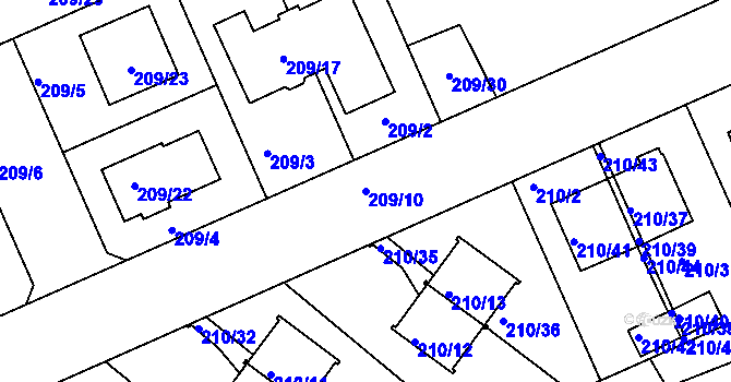 Parcela st. 209/10 v KÚ Královice, Katastrální mapa