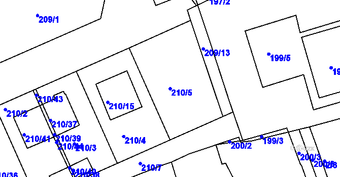 Parcela st. 210/5 v KÚ Královice, Katastrální mapa