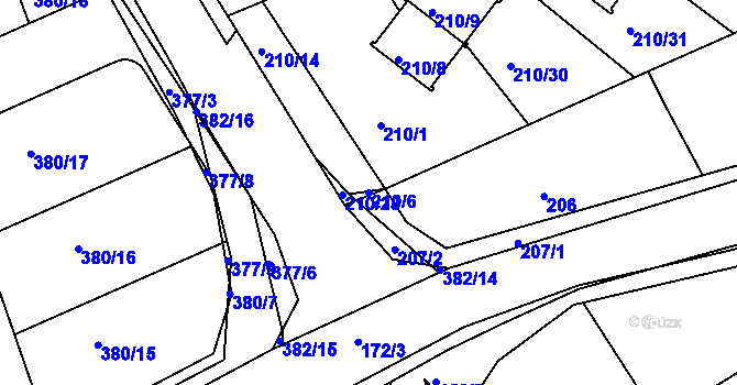 Parcela st. 210/6 v KÚ Královice, Katastrální mapa