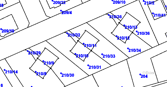 Parcela st. 210/11 v KÚ Královice, Katastrální mapa