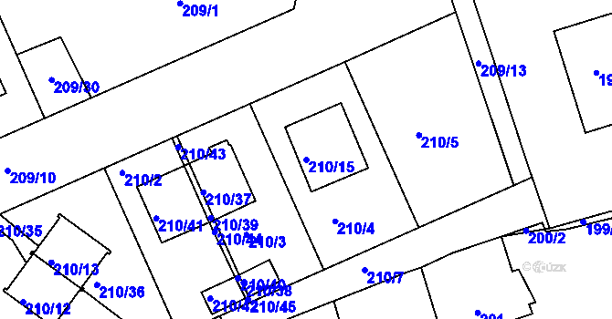 Parcela st. 210/15 v KÚ Královice, Katastrální mapa