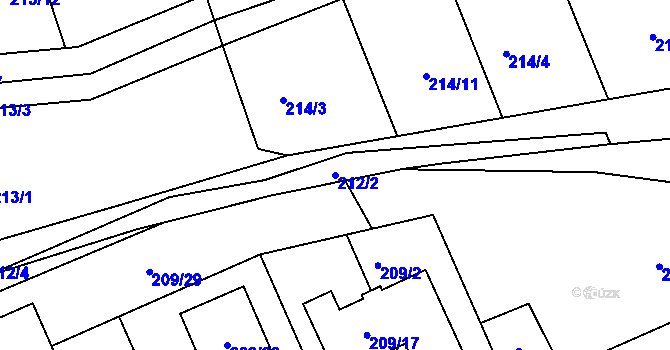 Parcela st. 212/2 v KÚ Královice, Katastrální mapa