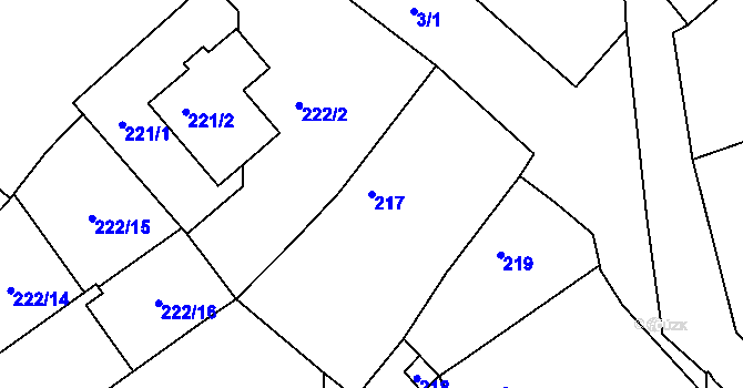 Parcela st. 217 v KÚ Královice, Katastrální mapa