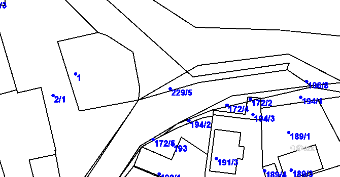 Parcela st. 229/5 v KÚ Královice, Katastrální mapa