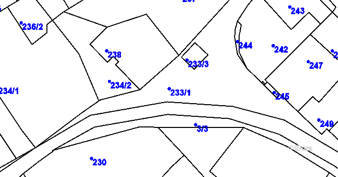 Parcela st. 233/1 v KÚ Královice, Katastrální mapa