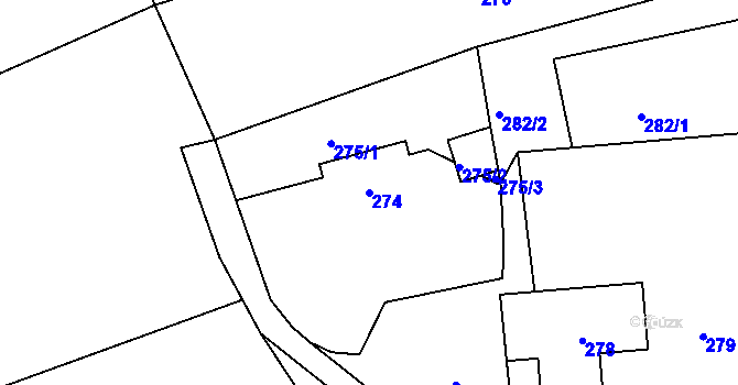 Parcela st. 274 v KÚ Královice, Katastrální mapa