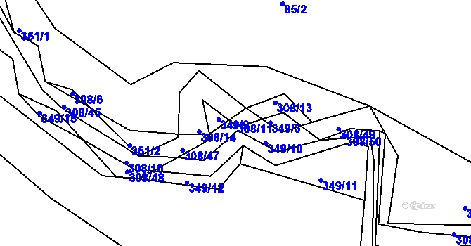 Parcela st. 308/11 v KÚ Královice, Katastrální mapa