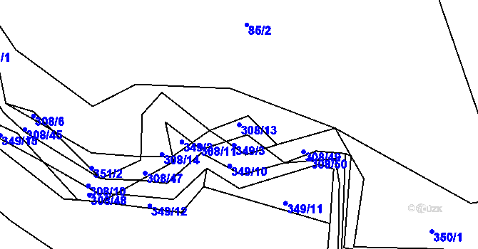 Parcela st. 308/13 v KÚ Královice, Katastrální mapa