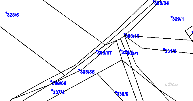 Parcela st. 308/17 v KÚ Královice, Katastrální mapa