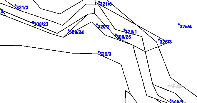 Parcela st. 320/3 v KÚ Královice, Katastrální mapa