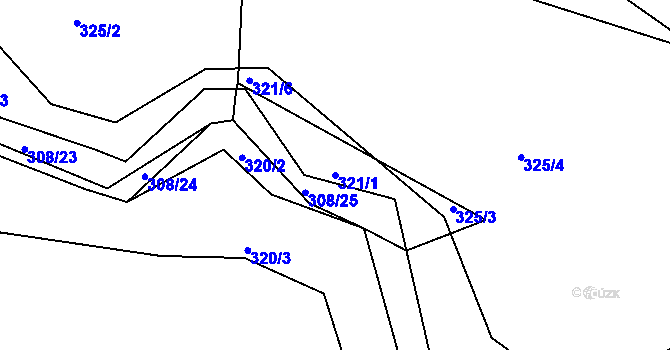 Parcela st. 321/1 v KÚ Královice, Katastrální mapa