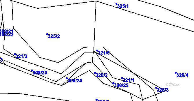 Parcela st. 321/6 v KÚ Královice, Katastrální mapa