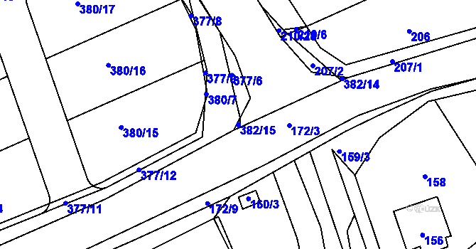 Parcela st. 382/15 v KÚ Královice, Katastrální mapa