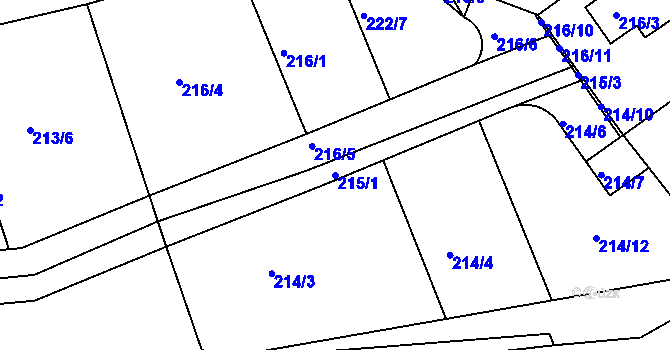 Parcela st. 215/1 v KÚ Královice, Katastrální mapa