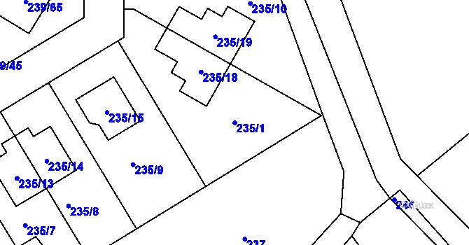 Parcela st. 235/1 v KÚ Královice, Katastrální mapa