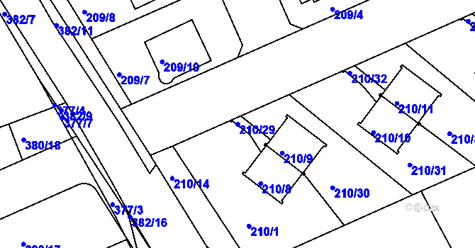 Parcela st. 210/29 v KÚ Královice, Katastrální mapa