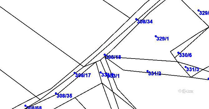 Parcela st. 308/18 v KÚ Královice, Katastrální mapa