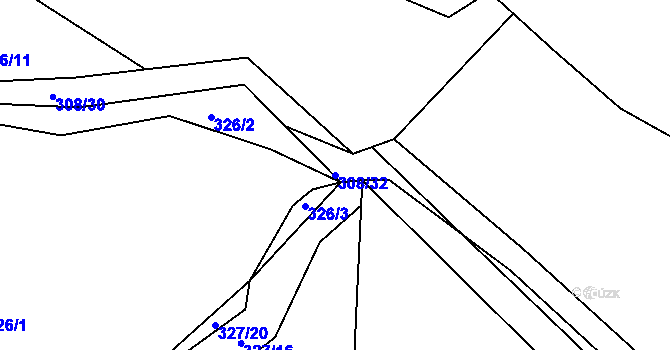 Parcela st. 308/32 v KÚ Královice, Katastrální mapa