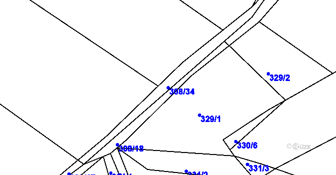 Parcela st. 308/34 v KÚ Královice, Katastrální mapa