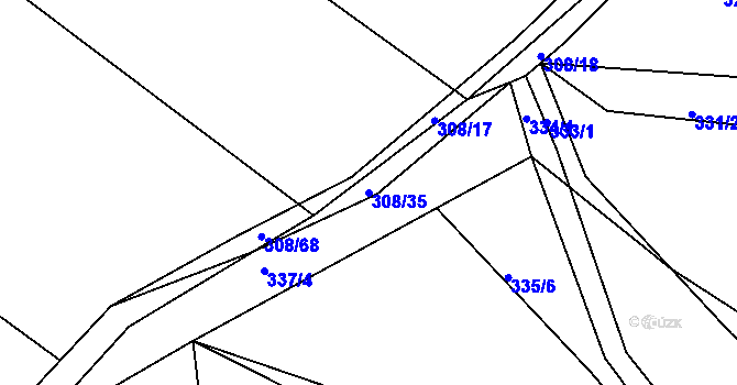 Parcela st. 308/35 v KÚ Královice, Katastrální mapa