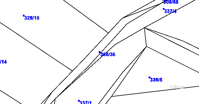 Parcela st. 308/36 v KÚ Královice, Katastrální mapa