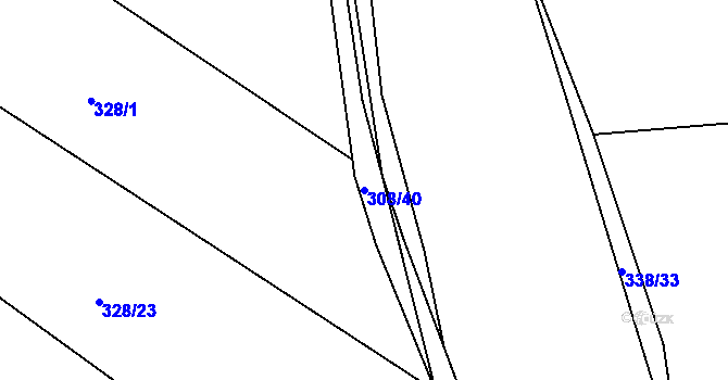 Parcela st. 308/40 v KÚ Královice, Katastrální mapa