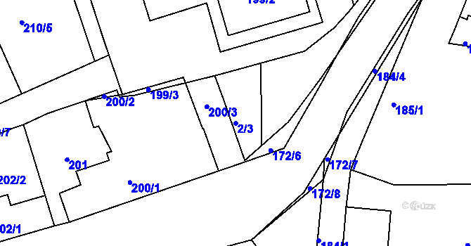 Parcela st. 2/3 v KÚ Královice, Katastrální mapa