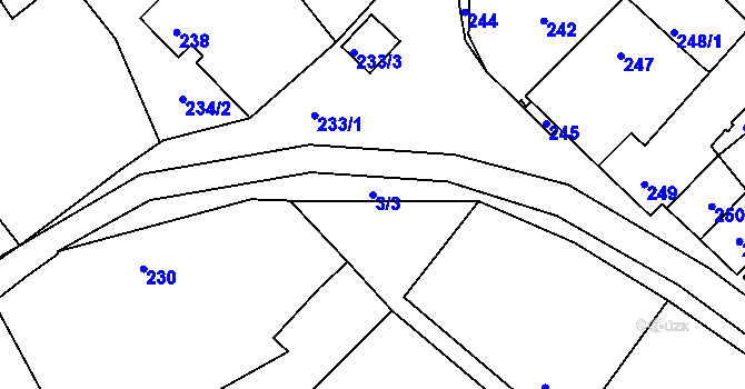 Parcela st. 3/3 v KÚ Královice, Katastrální mapa