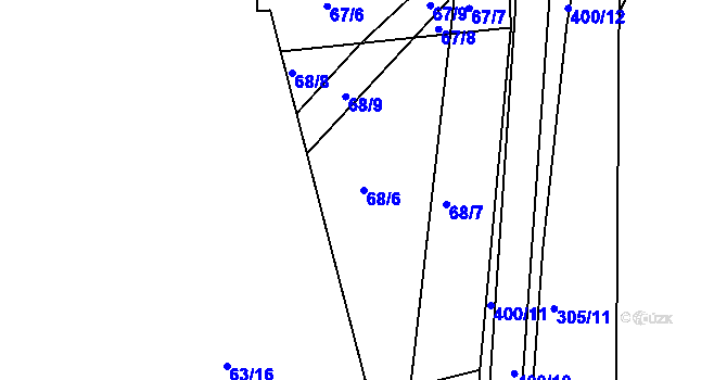 Parcela st. 68/6 v KÚ Královice, Katastrální mapa