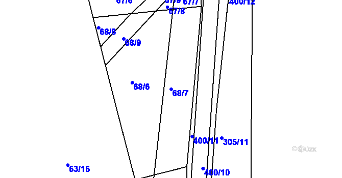 Parcela st. 68/7 v KÚ Královice, Katastrální mapa