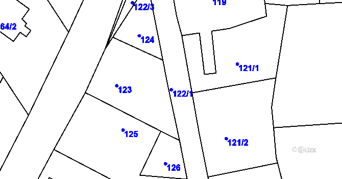 Parcela st. 122/1 v KÚ Královice, Katastrální mapa